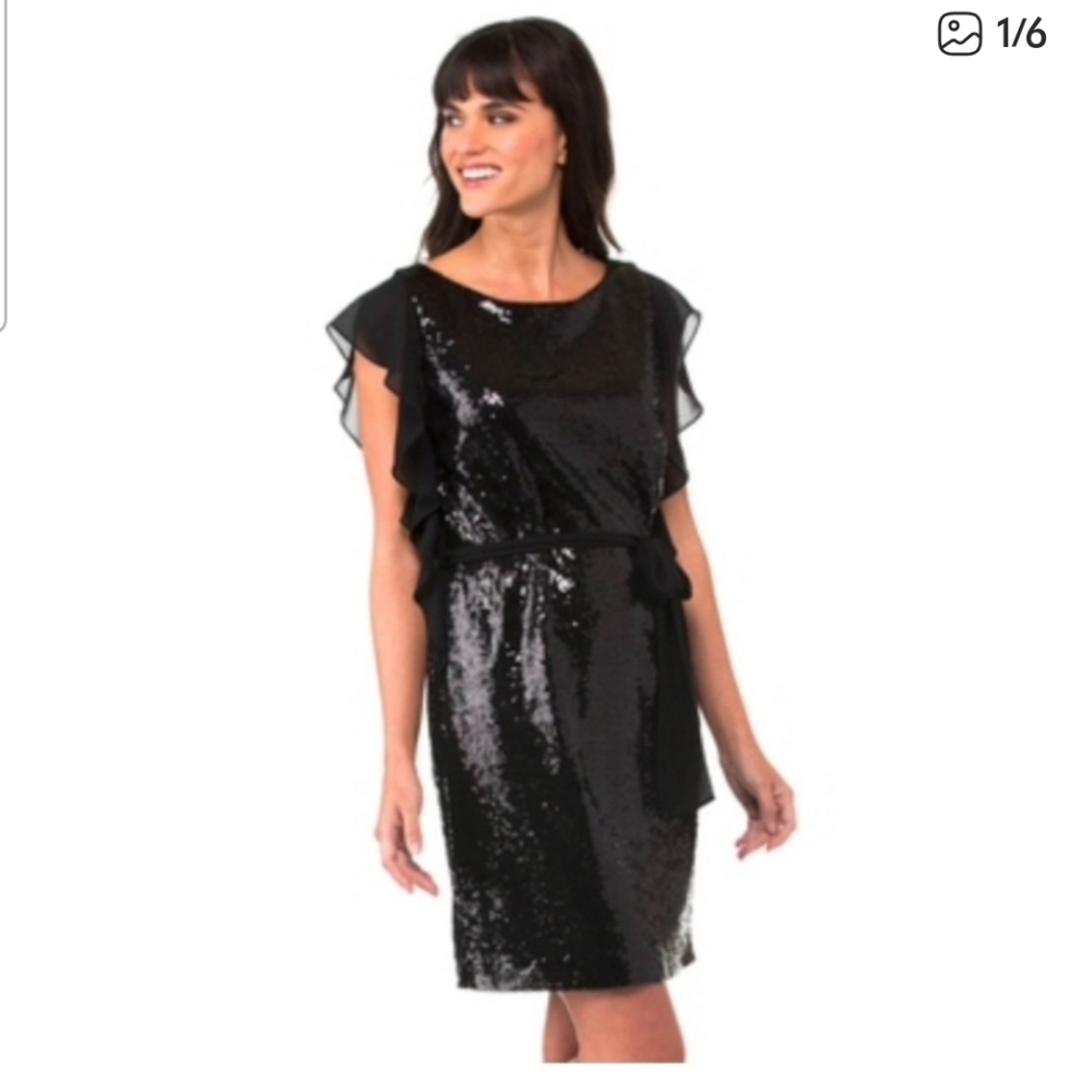 Michael Kors Sequined Black Dress Medium